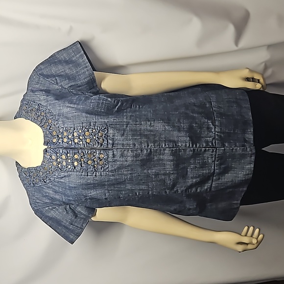 Coldwater Creek Jacket Navy Chambray - Picture 2 of 10